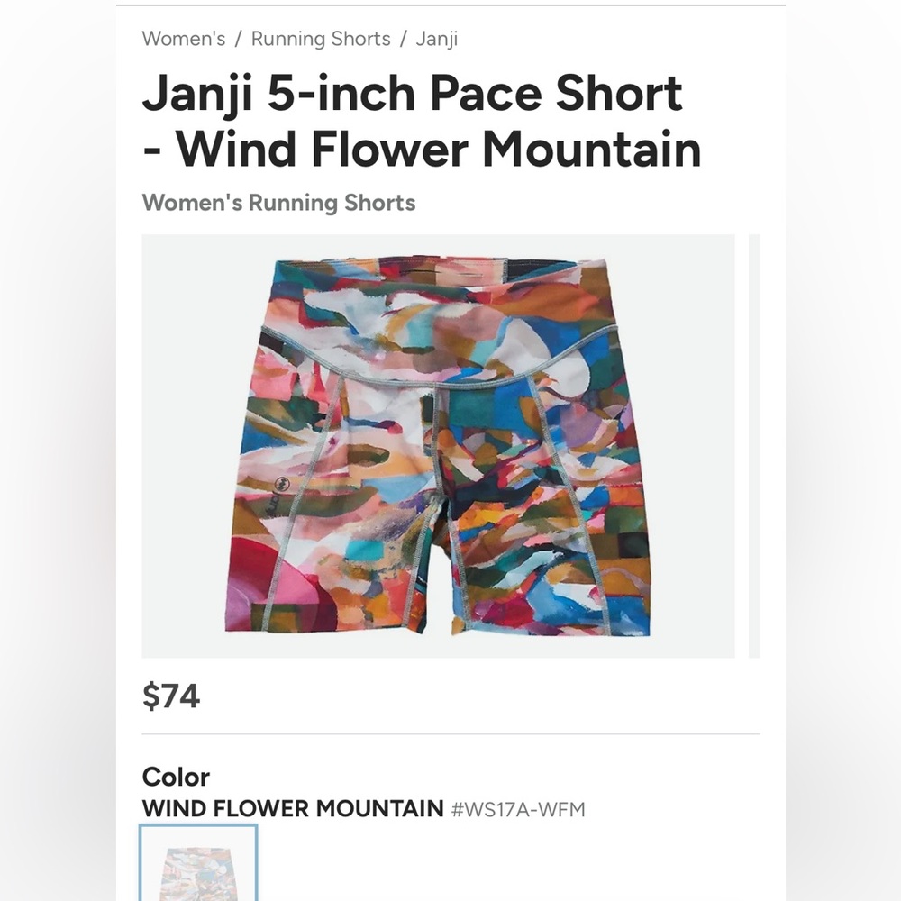 Janji women’s 5-inch Pace Short - Wind Flower Mountain size XS